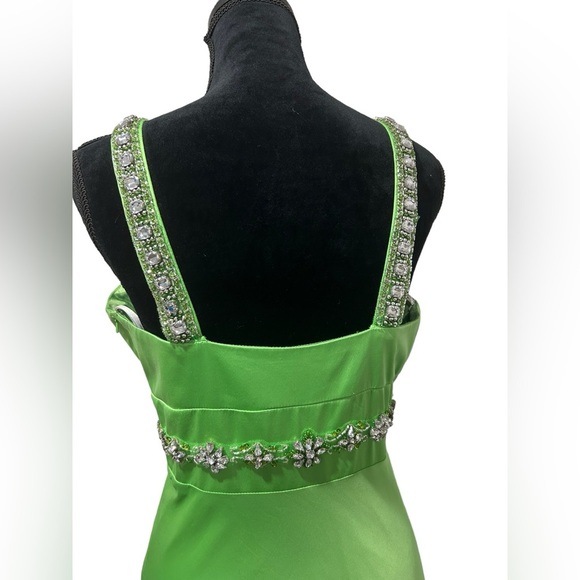 Lime green prom dress with beaded diamonds/ green formal dress/ by Coli Couture - Picture 7 of 16